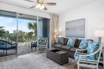 Living room with spacious balcony and beautiful Gulf views 